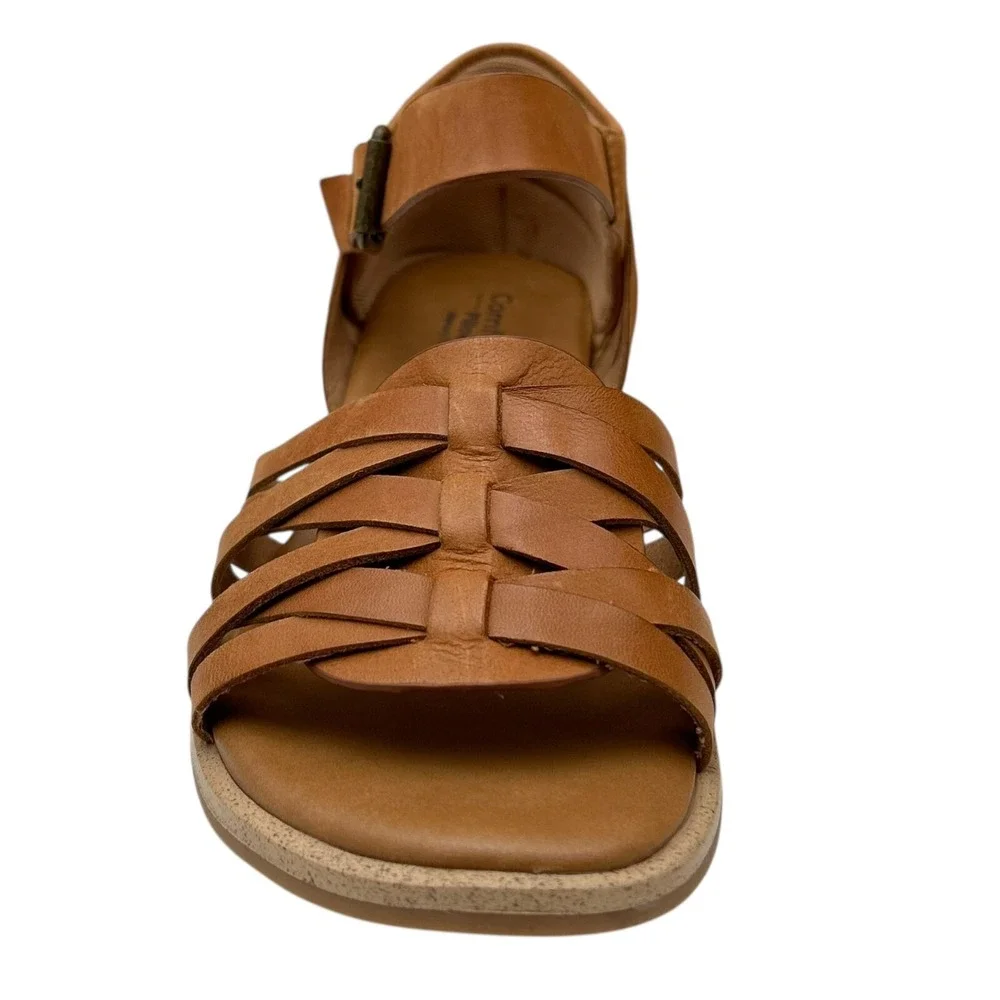 Comfortiva Marina Women's Leather Wedge Sandal‎ Size 8 Wide Brown Open Toe Shoes